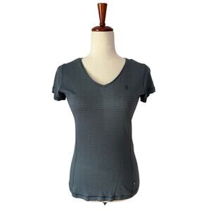 Fjall Raven Striped V-neck T-shirt Size S Norway Norwegian